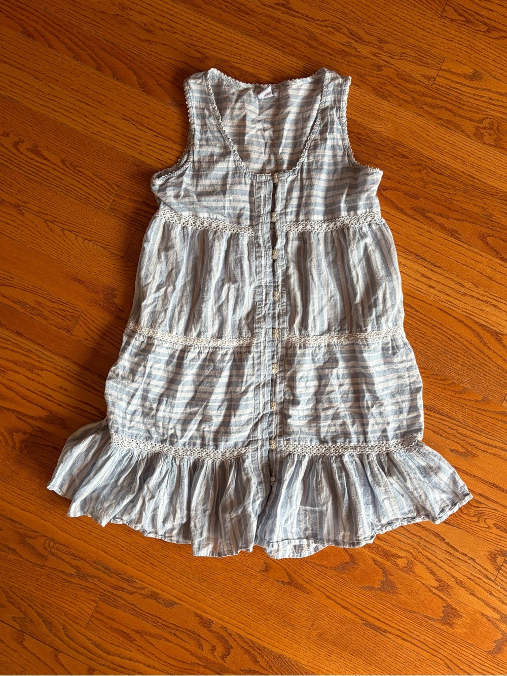 Shabby Chic Light Blue and White Striped Mini Dress